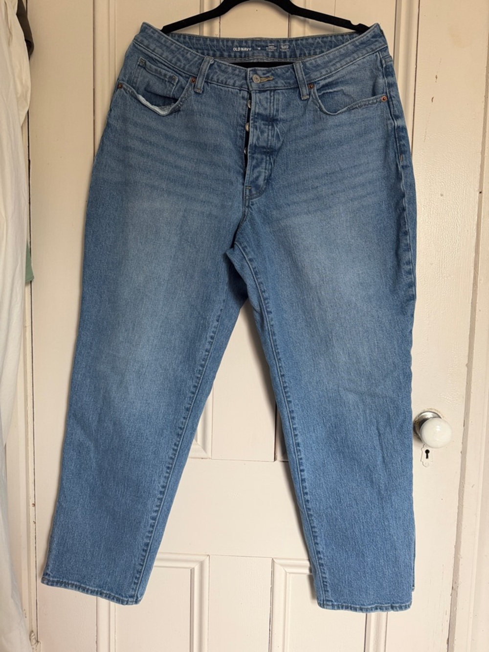Old Navy Light Blue High Rise Curvy OG Straight Jeans, Button Fly